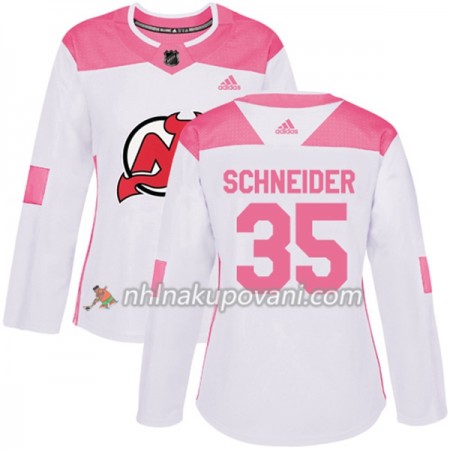 New Jersey Devils Dresy Cory Schneider 35 Bílá 2017-2018 Adidas Růžová Fashion Authentic - Dámské